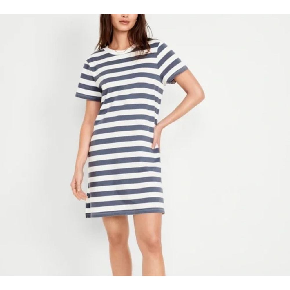 Women's Old Navy Navy & White Striped Short Sleeve Mini Dress S